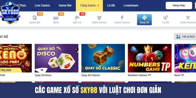 Các game xổ số SKY88 với luật chơi đơn giản