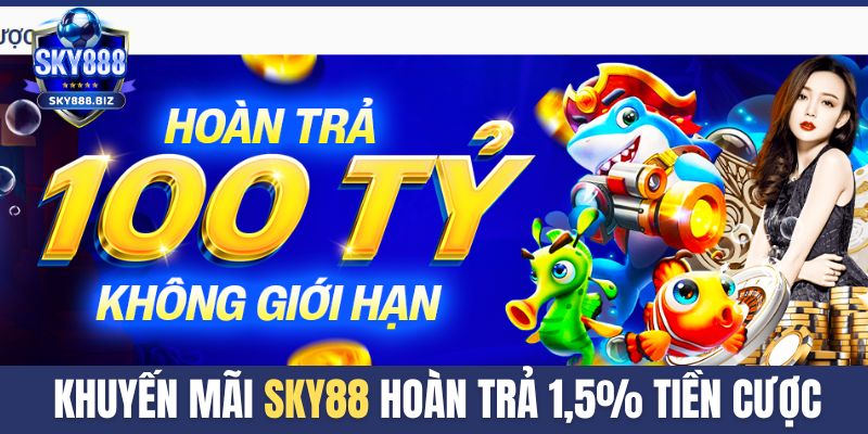 Khuyến mãi SKY88 hoàn trả cho bạn 1,5% số tiền đã thua